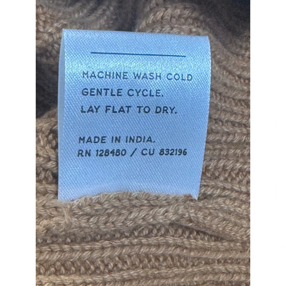 Pact Organic Cotton Quarter Zip Ribbed Sweater Mens XL Camel Brown New
